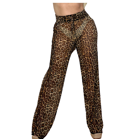 Saída De Praia Calça Pantalona Cintura Alta Moda Feminina Oncinha