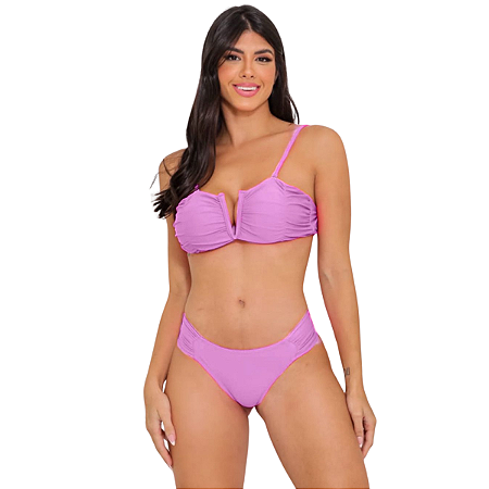 Biquíni Borboleta Com Aro em V Bojo Removível Feminino Top Lilas
