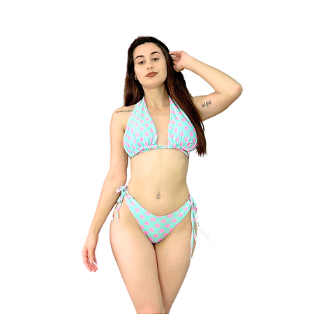 Biquíni Rolete Duplo Moda Praia Premium Feminino Exclusivo Estampa Coração