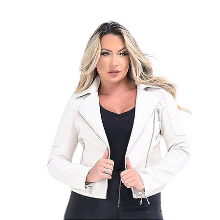Jaqueta Courino Sintético Feminina Forrada Com Pelos Quente Branco