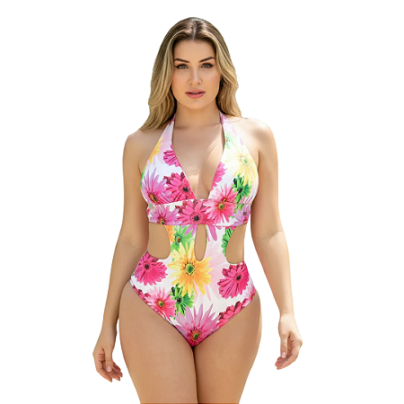 Maiô Engana Mamãe Lançamento Moda Praia Feminina Meio Fio Floral