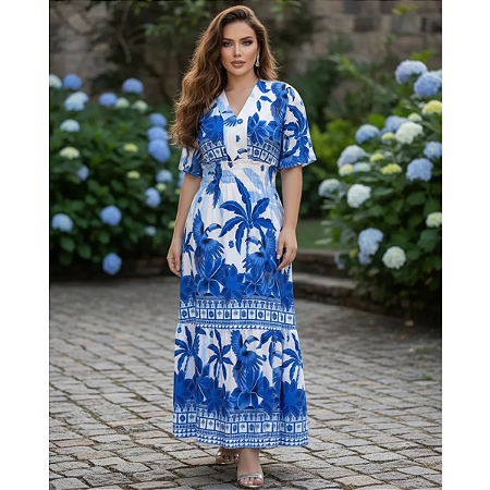 Vestido Longo Estilo Praia Feminino Casual Elegante Verão