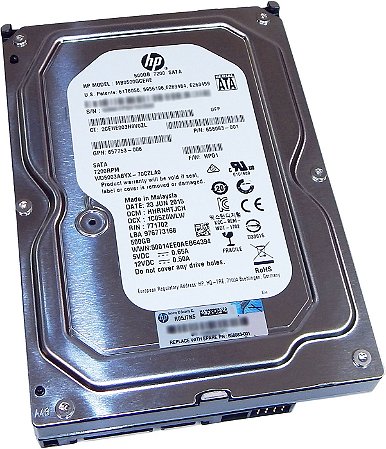 HDD HPE 500 GB 3.5" 7200 rpm SATA NL 6G 658083-001 com gaveta