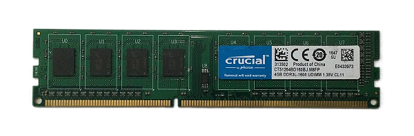 Pente Memoria 4 GB 240 pinos UDIMM DDR3 PC3-12800 1666 MHz Crucial CT51264BD160BJ.M8FP