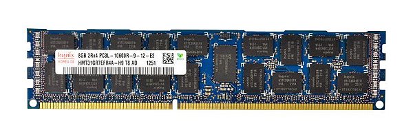 Pente Memoria 8 GB 240 pinos RDIMM DDR3 PC3-10600R Dual Rank 1333 MHz Hynix HMT31GR7EFR4A-H9