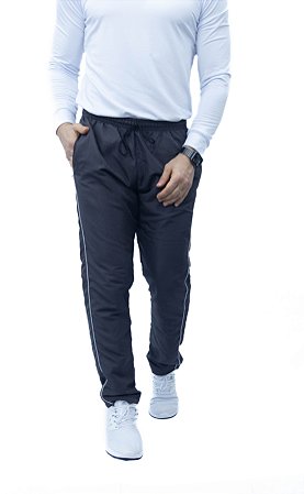 Calça Tactel Forrada Com Bolsos e Filete Lateral