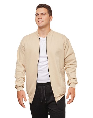 Jaqueta Bomber Casual em Moletom Peluciado