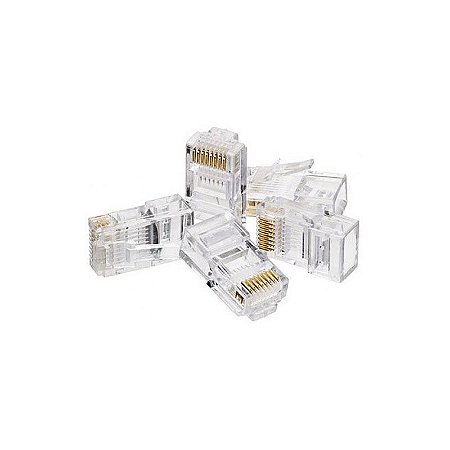 Conector RJ45 8x8 CAT5E Cristal Ouro