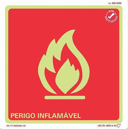 PLACA SINALIZAÇÃO - PERIGO INFLAMÁVEL
