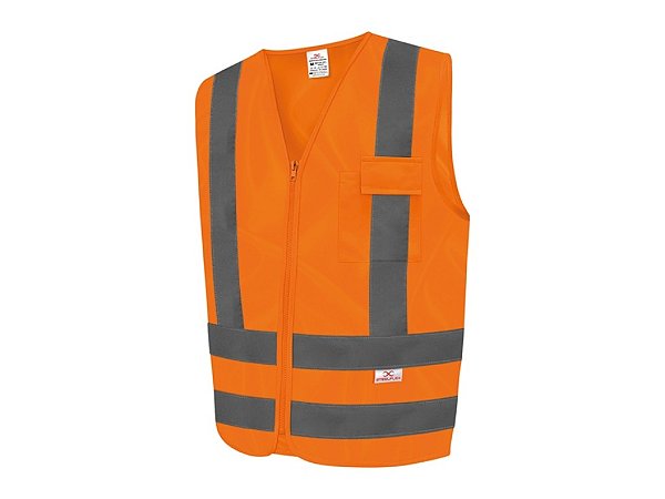COLETE KALIPSO REFLETIVO C/ UM BOLSO E ZÍPER - LARANJA