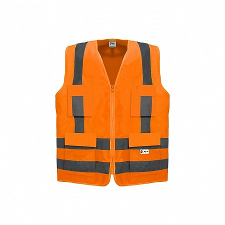 COLETE COM 4 BOLSOS LARANJA KALIPSO