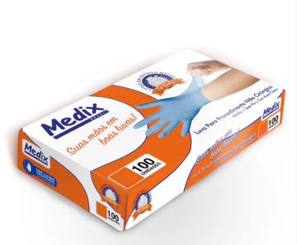 LUVA NITRILICA AZUL - SEM PO - MEDIX  CA-44951/CA-48246/CA-48412/ CA 42656