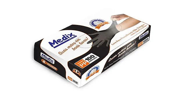 LUVA NITRILICA S/PO PRETA 100UN CA 45913/50016 - MEDIX