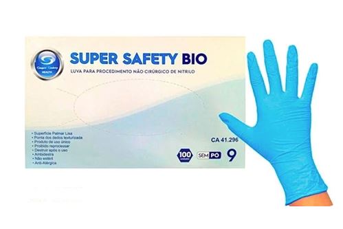 LUVA NITRILICA SEM TALCO AMBIDESTRA 100 UN  CA41296 SUPER SAFETY