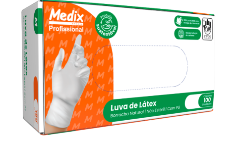 LUVA LATEX COM TALCO INDUSTRIAL 100 UNIDADES MEDIX CA0-41486/39036