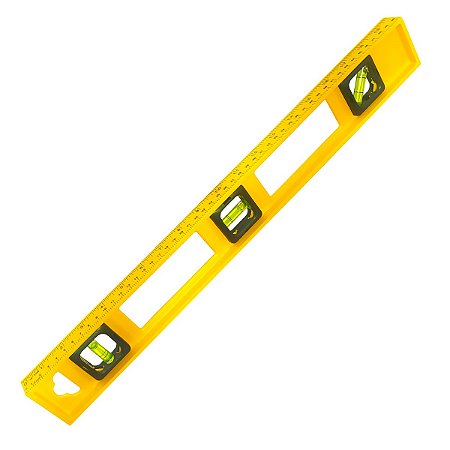 Nível De Mão Nivelador Profissional Amarelo Em Resina Com 3 Bolhas Régua de 50cm