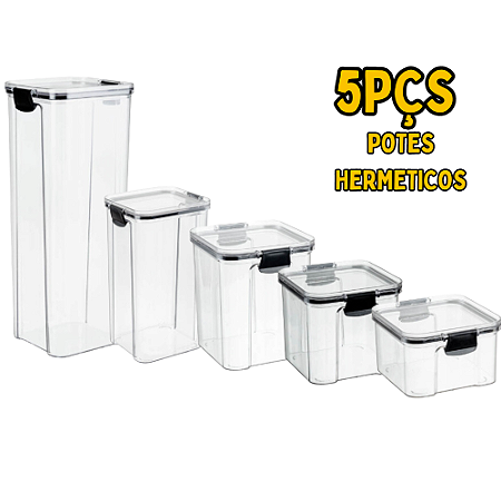Potes Tampa Hermético Acrílico Porta Alimentos Mantimentos Cozinha Vários Tamanhos