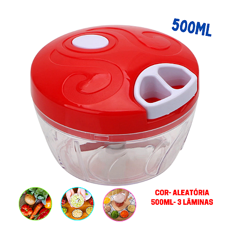 Multi Processador de Alimentos Manual 3 laminas 500ML Inox Triturador