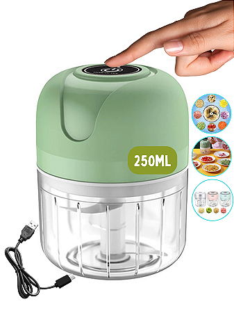 Triturador Elétrico 250ML 3 Lâminas USB Mini Processador