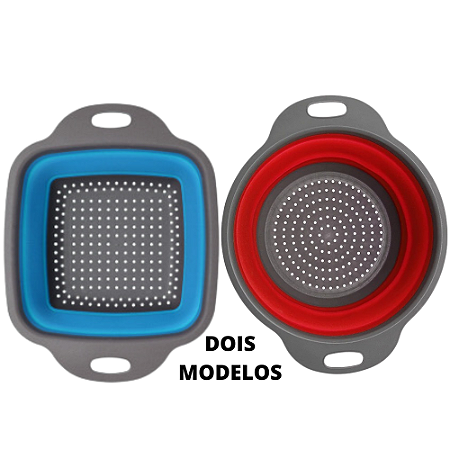 Escorredor Retrátil em Silicone Quadrado ou Redondo Para Legumes, Frutas