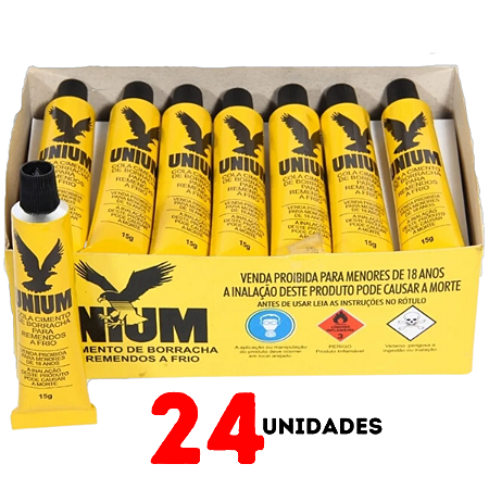 24 Unidades Cola Cimento Remendo A Frio Unium Pneu Câmara Bike 15gr