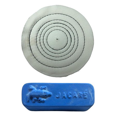 Kit Para Lustrar Metais Pasta Azul E Roda De Algodão 7,5 cm