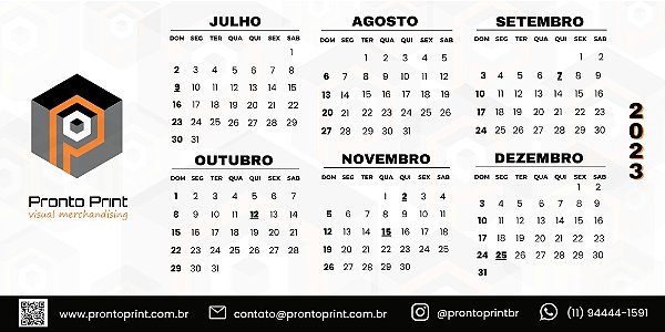 Calendário Personalizado 2023 (20cm x 6cm x 10cm) - 20 und