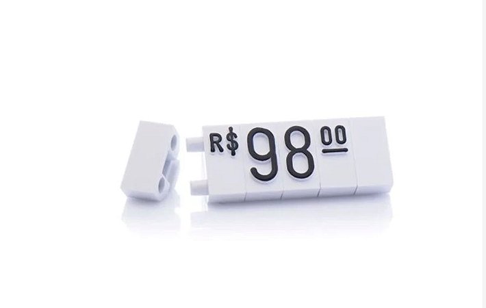 Kit Precificador - Preço para Vitrine (Branco com Preto) 255 peças em Plástico ABS
