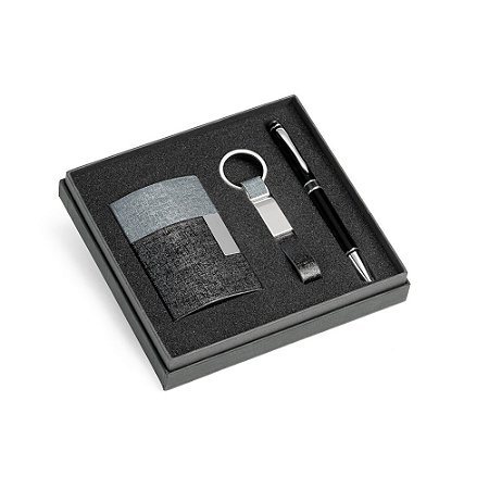 Kit Porta Cartões, Chaveiro e Caneta.