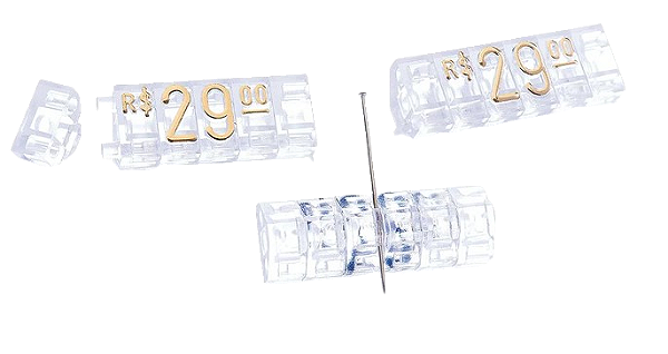 Kit Precificador - Preço para Vitrine (Cristal com Dourado) 510 peças em Plástico ABS