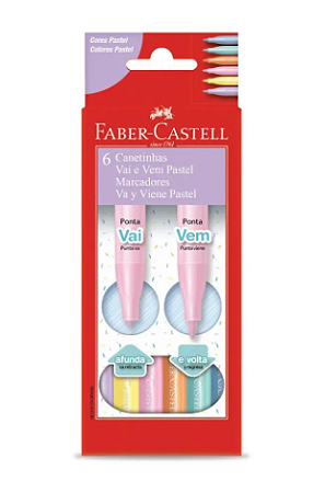 Canetinha Vai e Vem Pastel 6 Cores Faber-Castell