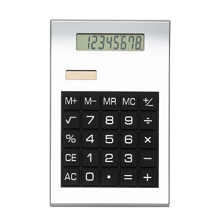 Calculadora plástica prata de 8 dígitos