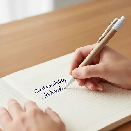 Esferográfica em papel kraft com clipe de plástico Kit 10 unidades