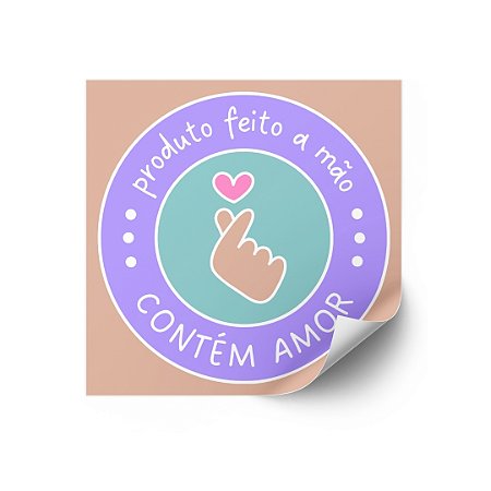 Adesivos Frase: Produto Feito a Mão Contém Amor - 1000 unidades