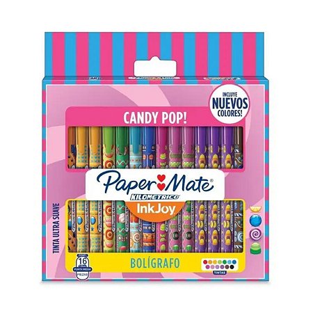 Caneta Candy Pop Rt Paper Mate Colorida-16 Unidades