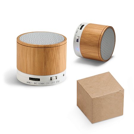 Caixa De Som Portátil Em Abs E Bambu- Linha Ecológica