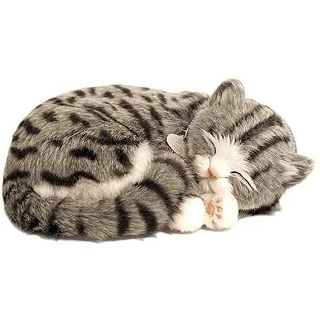 Gato De Pelucia Perfect Petzzz Que Respira -grey Tabby com pilha