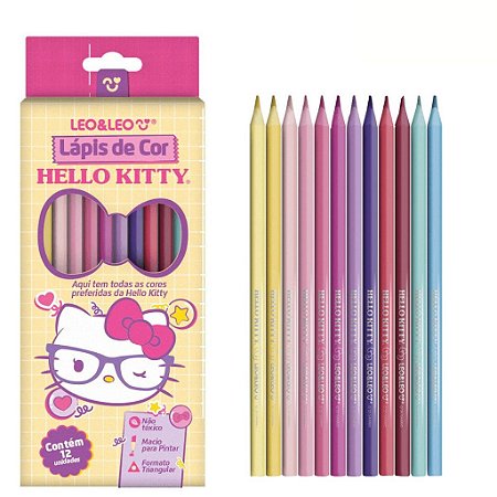 Lápis de Cor Hello Kitty 12 Cores Triangular Leonora