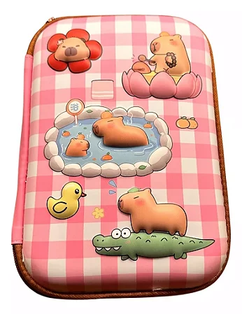 Estojo Escolar Infantil 3 Divisórias Grande 3d - Capivara