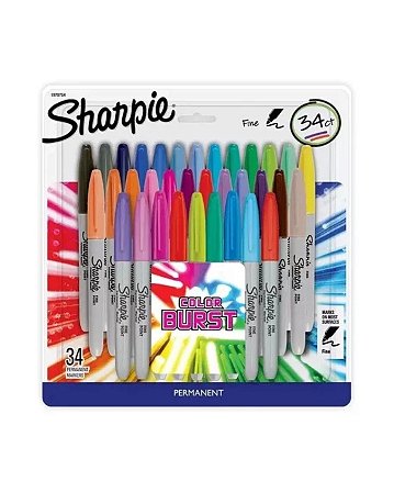 Caneta Permanente Fina 34 Cores Sharpie Color Burst