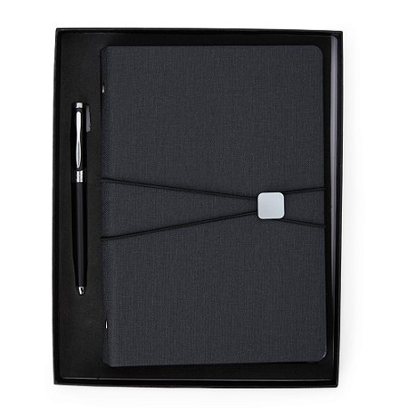 Kit Executivo com Caneta metálica e Caderno fichário