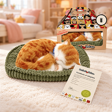Gato Que Respira Orange Tabby Perfect Petz Com Pilha