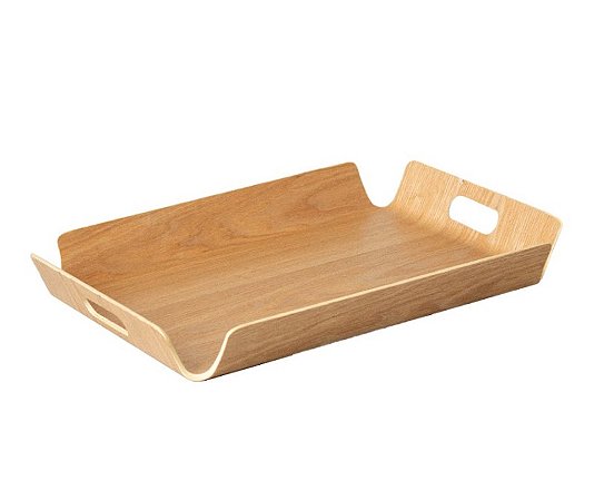 Bandeja Retangular em Bambu com Alça- 44,5x33,5x5cm.