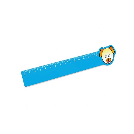 Kit 10 Réguas Escolar 15cm.  Azul Com Bichinho