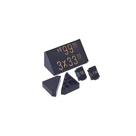 Precificador Pacote Avulso -Ponteira Dupla “De”e“Por”Preto/Dourado-60 peças -Preço para Vitrine