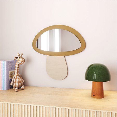 Espelho Decorativo Marrom Cogumelo Com Moldura 51x50cm Oikos