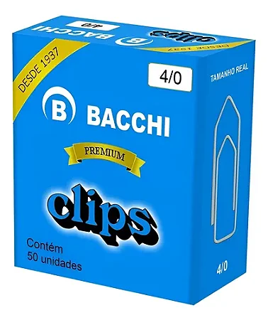 Clips Para Papéis 4/0 Bacchi -1 Caixa- 50 Unidades