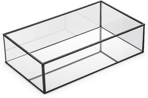 Bandeja Com Espelho 30cm em Metal Preto