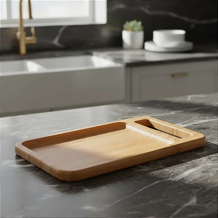 Bandeja Retangular Em Bambu 25cm - Oikos