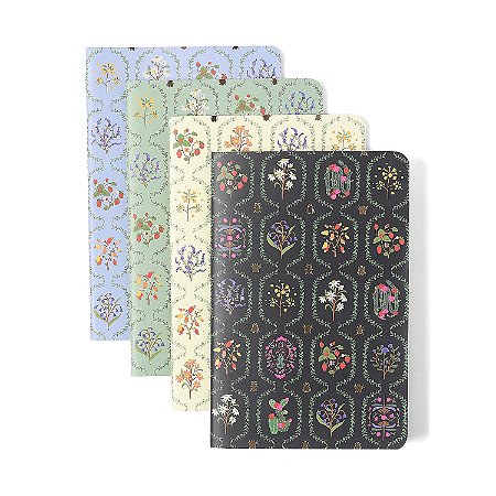 Caderneta Notas Mix Jardim-miolos Diferentes- Kit 4 Unidades